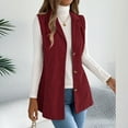 thumbnail image 6 of Vest for Women 2025 Casual Solid Color Sleeveless Cardigan V-Neck Button Turndown Collar Winter Outwear Jackets Vest Winter Clothing for Women Wine M, 6 of 9