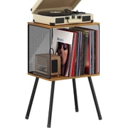 X-COSRACK Record Player Stand, 2-Tier Wood Turntable Table with Vinyl Storage Holds 100 Albums, Retro LP Organizer, 15.7"L, Vintage