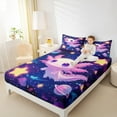 thumbnail image 4 of Manfei Cartoon Animal Axolotl Twin Sheet Sets,Dreamy Planet Stars Twin Fitted Sheet,Kawaii Pink Salamander Flat Sheet,For Teens,Microfiber Bedroom Decor,3 Pieces, 4 of 7