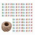 thumbnail image 4 of 200pcs Natural Wooden Mini Clothespins Clip Peg with 1 Roll 50 Meter Jute Twine Crafts Decor, 4 of 4