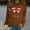 Brown, variant on mihongmao Valentine Shirts for Women Loose Women's Print Long Sleeve Round Neck Top Wine S