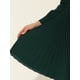 thumbnail image 5 of INSPIRE CHIC Vestido de Camisa de Chifón con Cuello en V, Manga Larga, dobladillo plisado y cinturón, S Verde Oscuro, 5 of 6