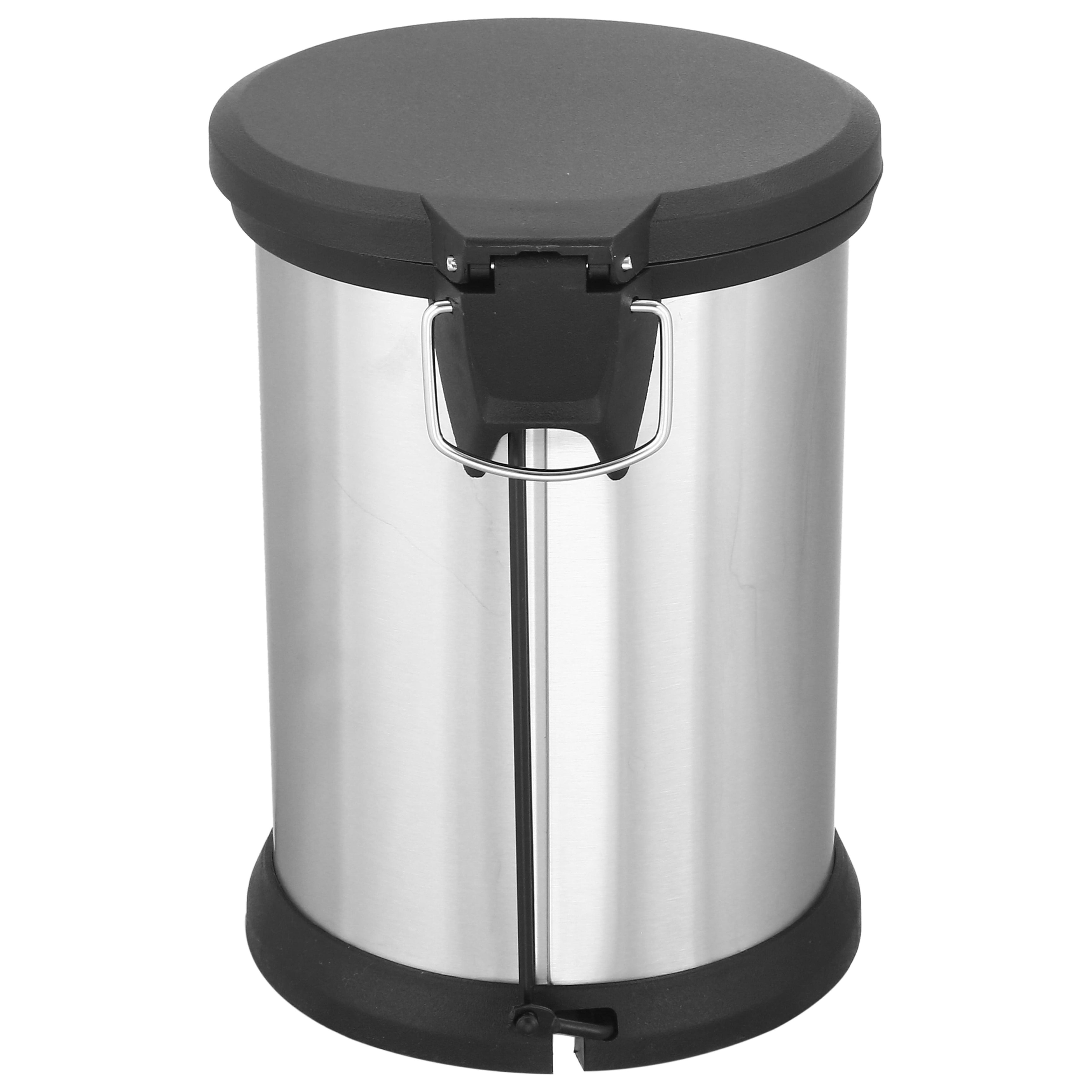 Basics 5 Liter / 1.3 Gallon Round Soft-Close Trash Can with Foot Pedal - Stainless Steel