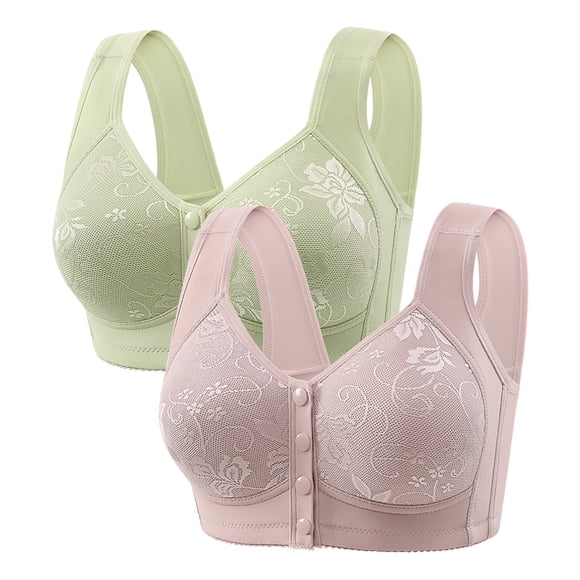 TACILIP 2 Pack Bras for Women No Underwire Front Closure Bras Push Up Bras Everyday Bras, Gifts for Her