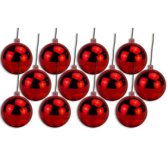 12 Pack 100mm 4" Shiny Red Ball Ornament with Wire and UV Coating