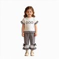 thumbnail image 4 of HCNTES Baby Girl Clothes Toddler Baby Girl Halloween Clothes 6 12 18 24 Month 2T 3T 4T Pumpkin Ruffled Trim Crew Neck Short Sleeve Tops and Plaid Pants 2 Pcs Outfit Set, 4 of 6