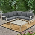 thumbnail image 2 of Noble House Perla 6 Piece Outdoor Acacia Wood Sectional Sofa Set in Gray, 2 of 7