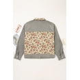 thumbnail image 5 of Women's Medium Grey Corduroy Floral Patchwork Jacket – Vintage V-Neck Long Sleeve for Daily Casual Wear, 4X, 5 of 12