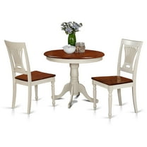 East West Furniture Antique 3-piece Dining Table and Chair Set in Cream