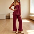 thumbnail image 6 of Lmueinov Womens Pajamas Set 2 Piece Ruffle Pajama Soft Tank Tops and Long Wide Pants Pocket Sleepwear Lounge Sets for Women Set Sleeveless, S-2XL, 6 of 8