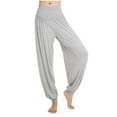 thumbnail image 4 of Ecqkame Women's High Waisted Sweatpants Women's Loose High Waist Wide Leg Pants Workout Out Leggings Casual Trousers Yoga Gym Pants Gray L3, 4 of 5