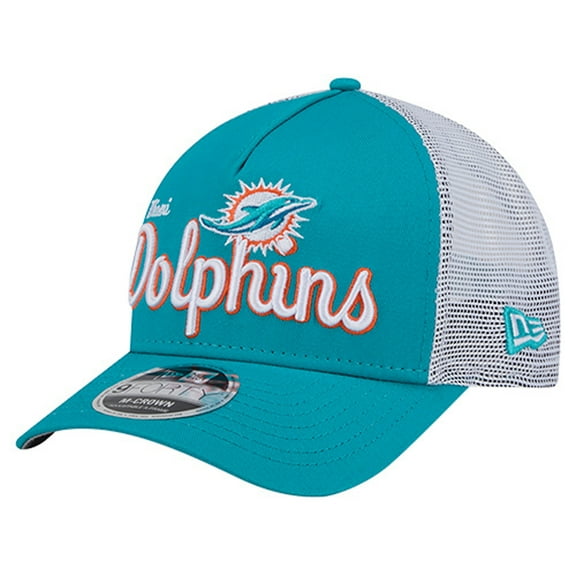 Men's New Era Aqua Miami Dolphins Side Lines 9FORTY Adjustable Hat