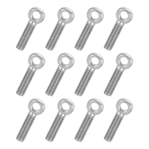 Uxcell 12 Pcs M5x20mm Shoulder Swing Lifting Eye Bolt, 304 Stainless Steel Metric Full Thread Fisheye Eye Slip Hole Screw Rigging Bolt Metal Fasteners Screws, Silver Tone