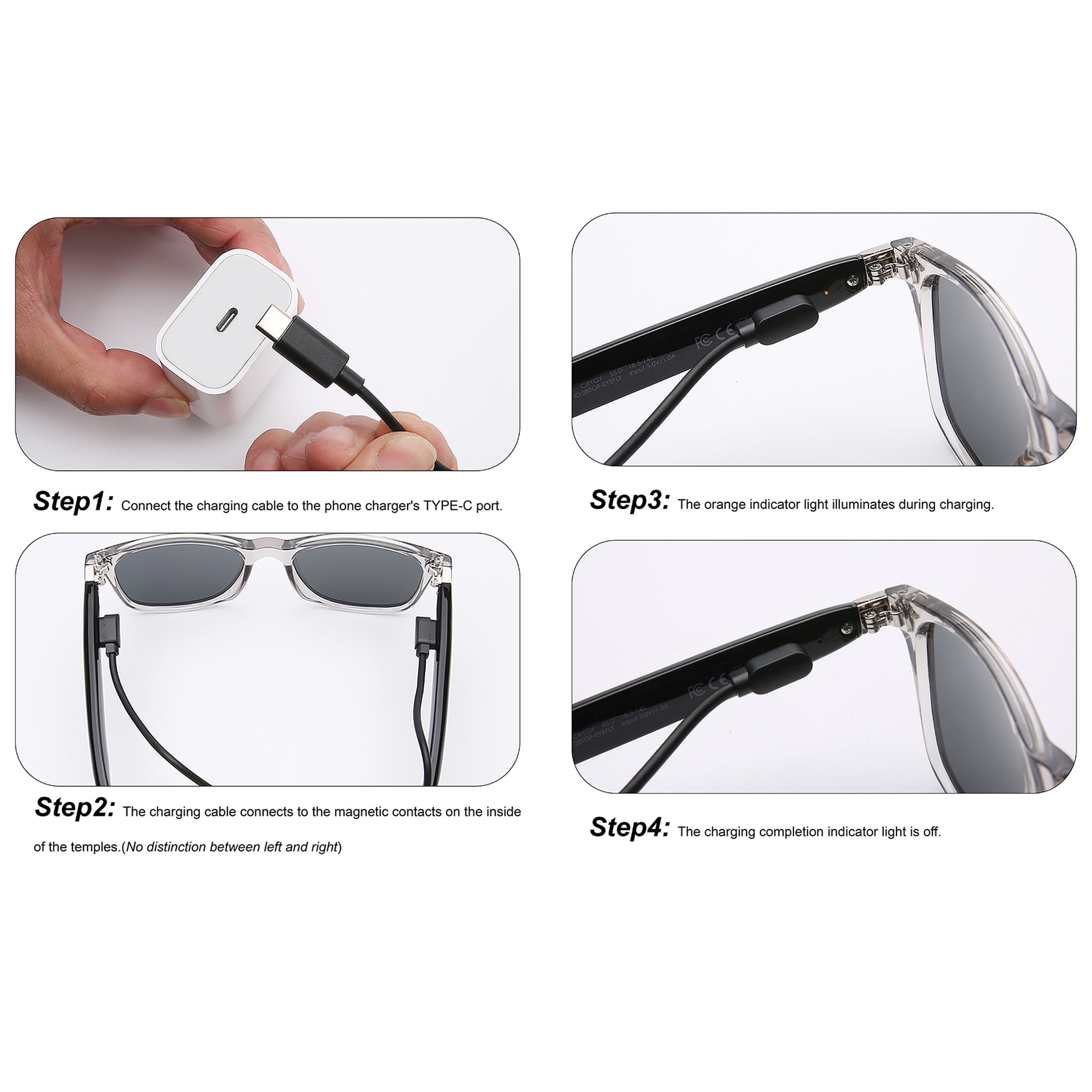 Eyefly Magnetic Charging Cable with Usb-C Connector for Eyefly Rx'able Rechargeable Bluetooth Eyewear