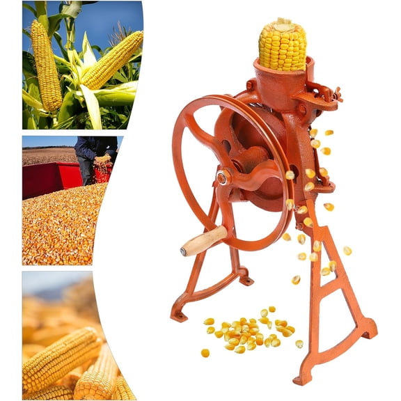 Hand Corn Thresher Machine，2-in-1 Manual/Electric Corn Peeler for Dry Corn, Heavy Duty Cast Iron Corn Cob Sheller Farm And Home Use (Orange)