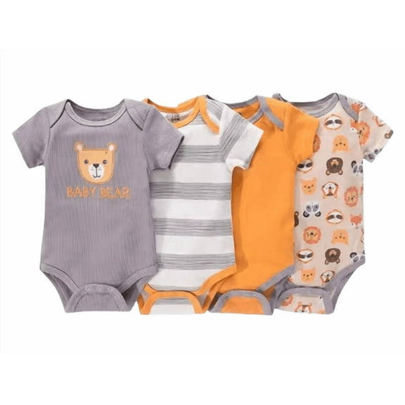 Baby Boy or Girl Cotton Rompers, 4-Piece, 9 Months