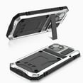 thumbnail image 5 of Nalacover Heavy Duty Case for iPhone 15 with Hidden Kickstand & Tempered Glass Screen Protector, Hybrid Rugged PC Soft Silicone Metal Frame Shockproof Protective Case, Silver, 5 of 9
