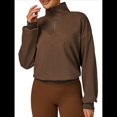 thumbnail image 3 of Sudadera con Media Cremallera para Mujer, para Otoño e Invierno, Informal, Holgada, Resistente Al Viento y Cálida. Color Chocolate L, 3 of 8