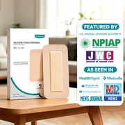 Dimora Silicone Foam Dressing with Border Adhesive 4x8 Waterproof Wound Dressing Bandage for Wound Care 5 Pack