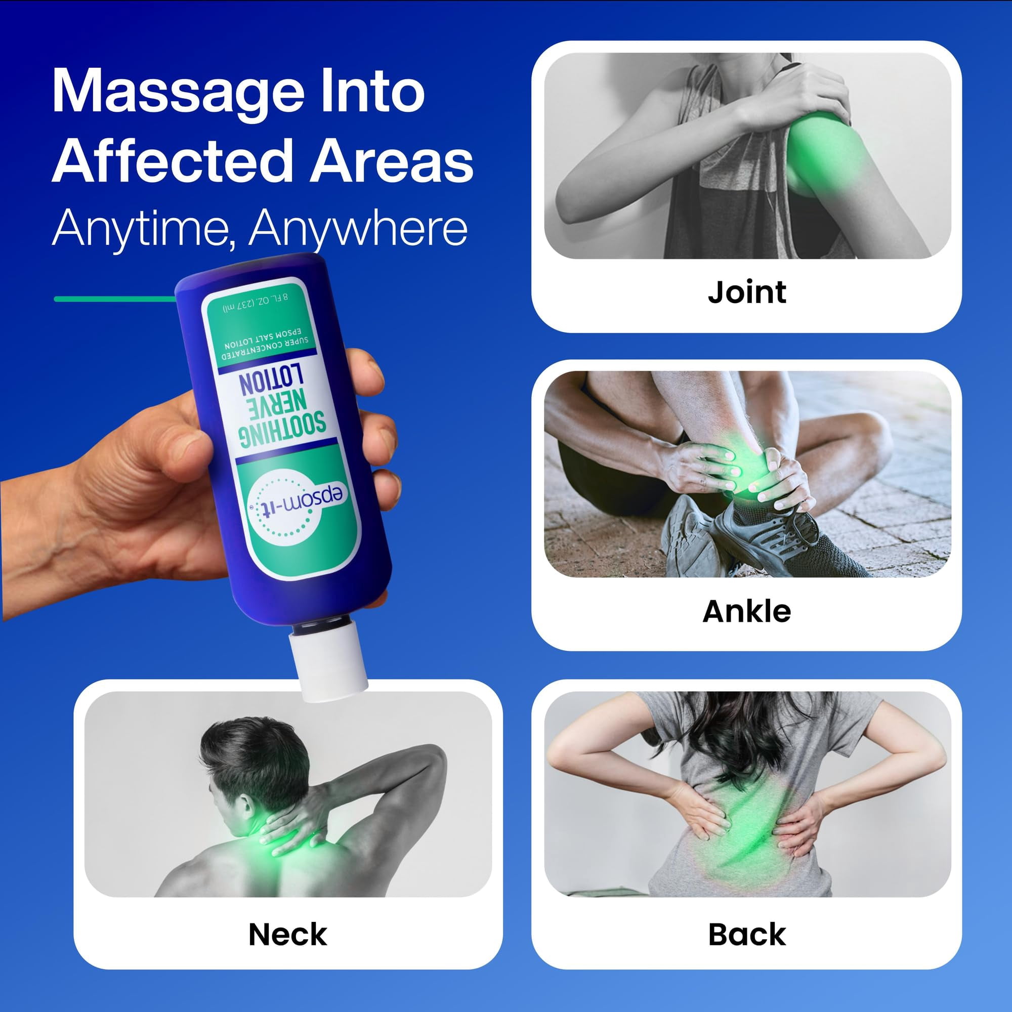 Epsom-It Soothing Nerve Lotion & Nerve Rollerball - Epsom Salt Magnesium Lotion, Topical Magnesium Cream with Capsaicin & Arnica to Provide Comfort for Legs, Knee and Feet, 8.0 oz.