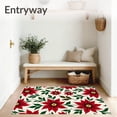 thumbnail image 3 of ODIKA 8'x10' Machine Washable Non-Slip Area Rug, Poinsettia Bloom Floral Christmas Celebration High Traffic Rug with Pad, Red, 623174, 3 of 8
