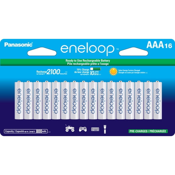 Pilas recargables Panasonic Eneloop AAA 2100 Cycle, paquete de 16