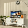 thumbnail image 3 of Gymax TV Stand Entertainment Media Console w/ 2 Rattan Cabinets & Open Shelves, 3 of 10