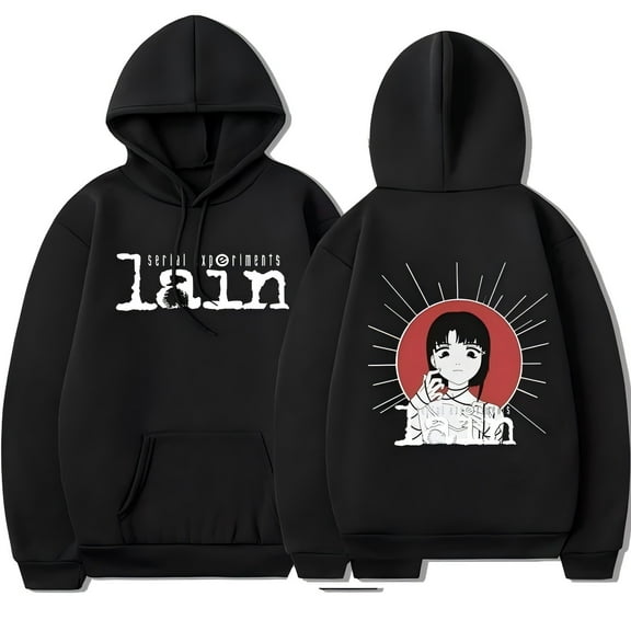 CYDZSWYXGS Anime Serial Experiments Lain Hoodie Manga Iwakura Sweatshirt Unisex Harajuku Casual Hoodies Tracksuit Streetwear