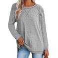 thumbnail image 1 of Chemises à Manches Longues pour Femmes Col Ras du Cou Raglan Casual Tunique en Coton en Vrac T-Shirt d'Automne, 1 of 4