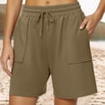 thumbnail image 2 of Summer Pants for Women Short Sports Shorts Women's Sports Trousers High Waist Shorts Women's Summer Shorty With Pockets And Drawstring Leisure For Running Gym Fitness Women Petite Womens Brown S, 2 of 6