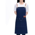 thumbnail image 2 of shiyou-Chef Aprons for Men Women with Large Pockets, Cotton Canvas Cross Back Adjustable Cooking Kitchen Work Waterproof Bib Apron, 2 of 4