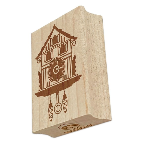 Cuckoo Clock German Black Forest House Rectangle Rubber Stamp Stamping Scrapbooking Crafting - Small 1.7in