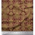 thumbnail image 1 of Soimoi Brown Cotton Voile Fabric Quaterfoil Damask Fabric Prints By Yard 56 Inch Wide, 1 of 1