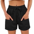 thumbnail image 2 of Casual Shorts for Women Summer Lightweight Elastic Waist Straight Leg Relaxed Fit Beach Shorts with Pockets, 2 of 9