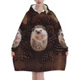 thumbnail image 1 of Hedgehog,Women's Oversized Wearable Blanket Hoodie, Blanket Sweatshirt,Flannel Pullover Blanket, 1 of 9