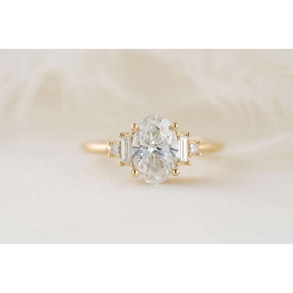 vylahjewellery Classic Vermeil Yellow Gold Wedding Anniversary Ring Oval Cut Moissanite Diamond Proposal Ring Comfort Fit Engagement Ring for Women