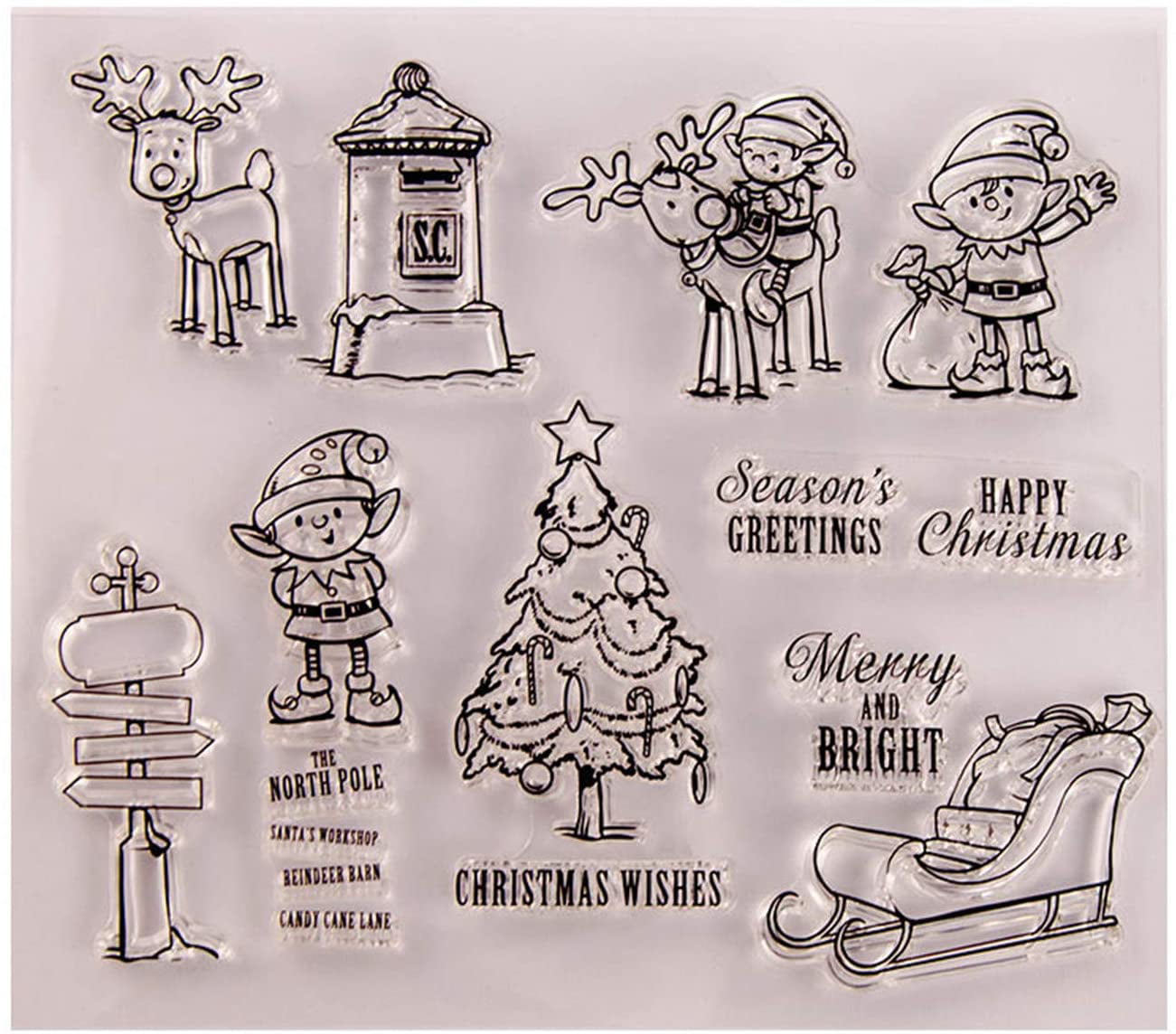 CRAFTS TOO CHRISTMAS CLEAR STAMPS SLEIGH GREAT FOR CARDS AND CRAFTS 14 