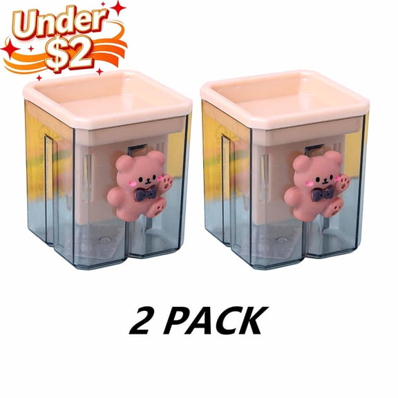 FEOLGEHLY 2pcs Under $2 Creative Cute Cartoon Double-Hole Pencil Sharpener 2pcs Creative Cute Cartoon Double Hole Pencil Sharpener, Handheld Pencil Sharpener