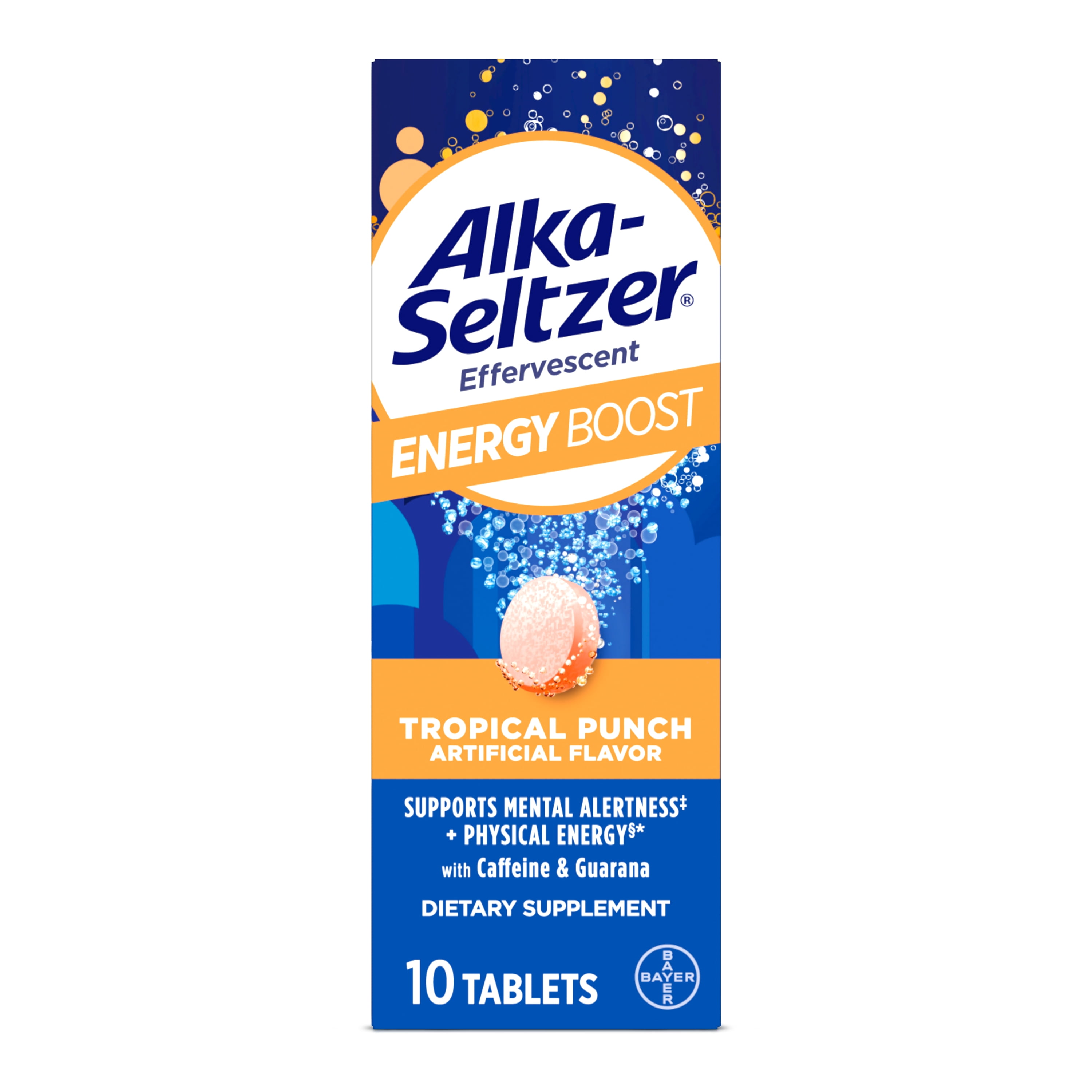 AlkaSeltzer Energy Boost with Vitamin B12, Tropical Punch Effervescent