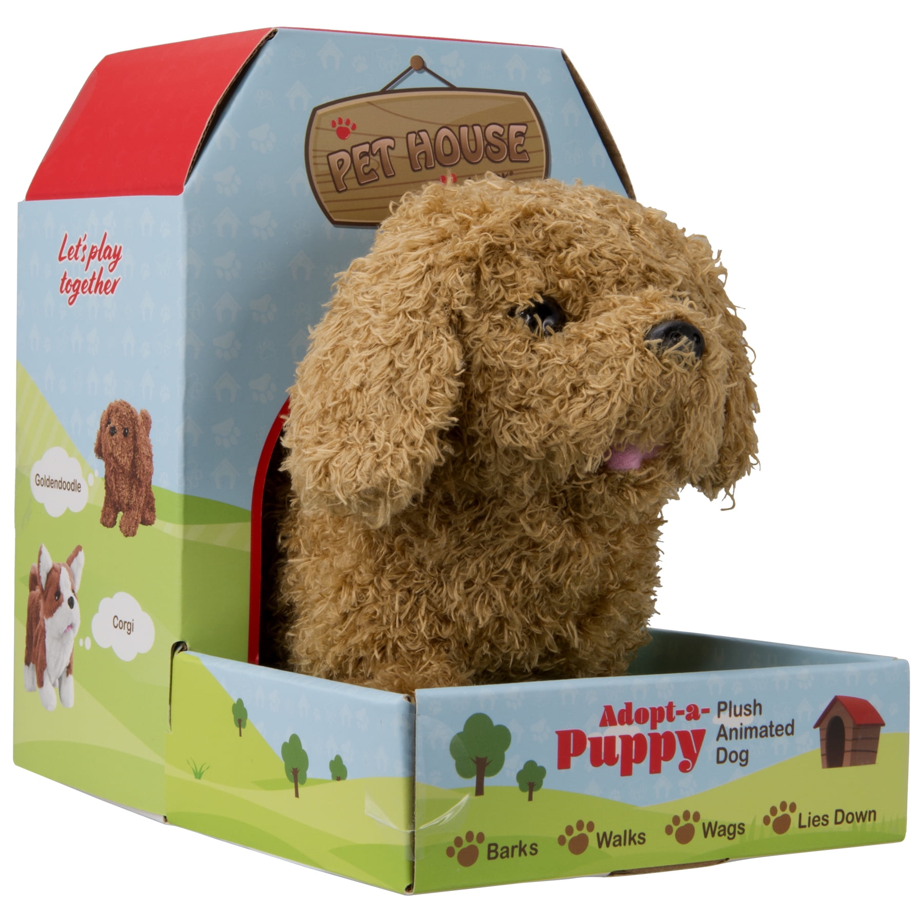 GPX Plush Interactive Walking Barking Toy Puppy, Brown and