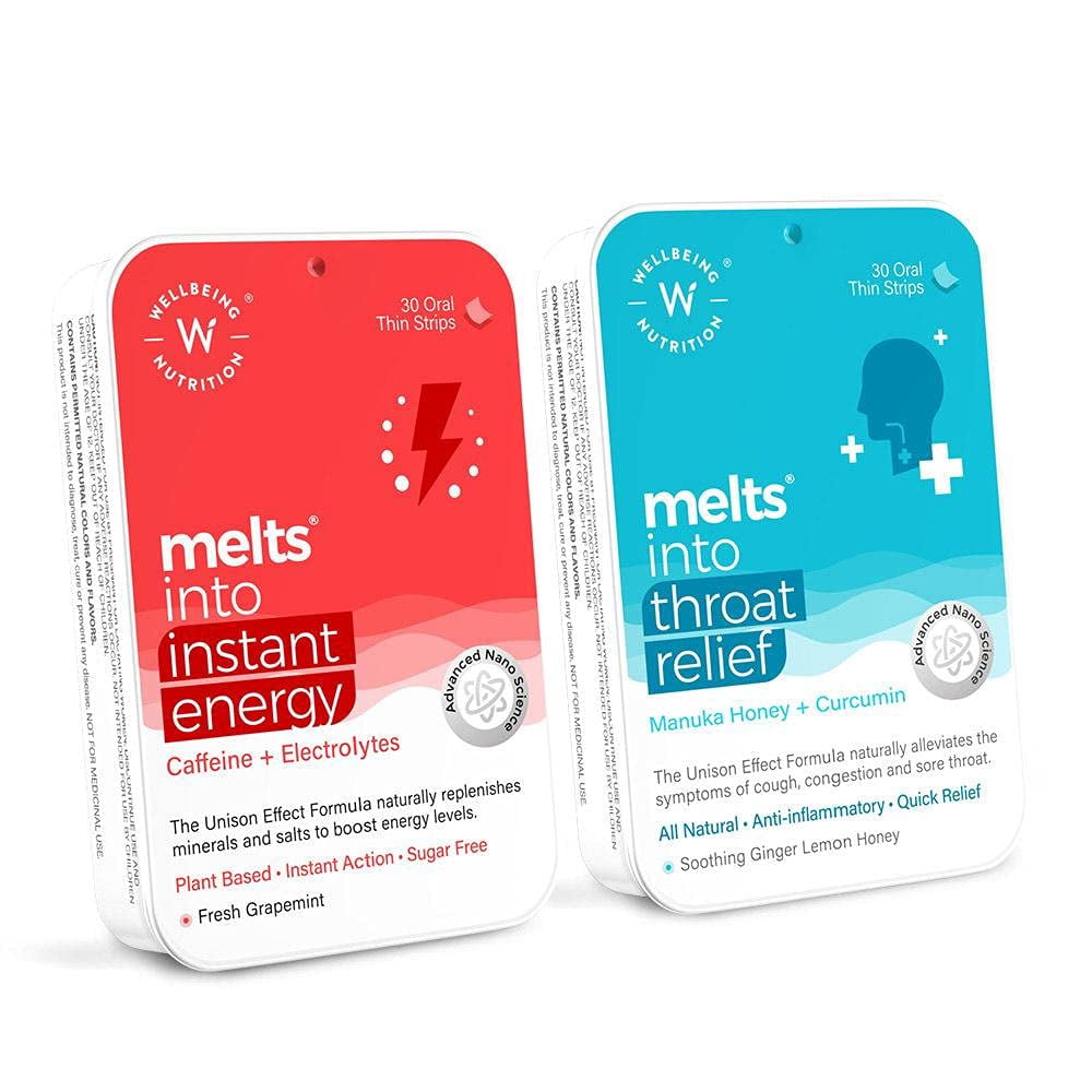 Wellbeing Nutrition Melts Instant Energy & Melts Sore Throat Relief 60