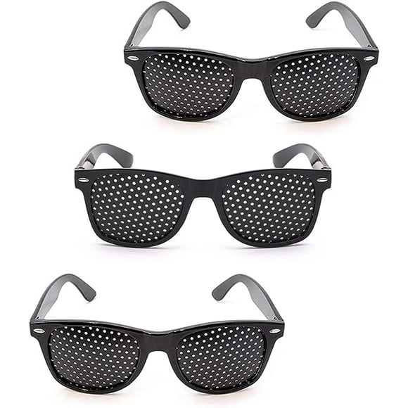 Pinhole Glasses, 3 Pieces Pinhole Glasses, Fashion Small Hole Glasses, Unisex Pinhole Glasses, Hole Sunglasses, with Foldable Temples, Black Color
