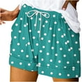 thumbnail image 6 of QUNYINEY Casual Womens Shorts Polka Dot High Waist Bermuda Shorts Relaxed Fit Summer Drawstring Elastic Waist Shorts, 6 of 6