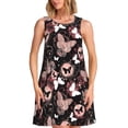thumbnail image 1 of Vsdgher Robes d'Été Imprimé Papillon pour Femmes Robe de Plage Décontractée Col en U Sans Manches Robe d'Été Ample avec Poche, 1 of 7