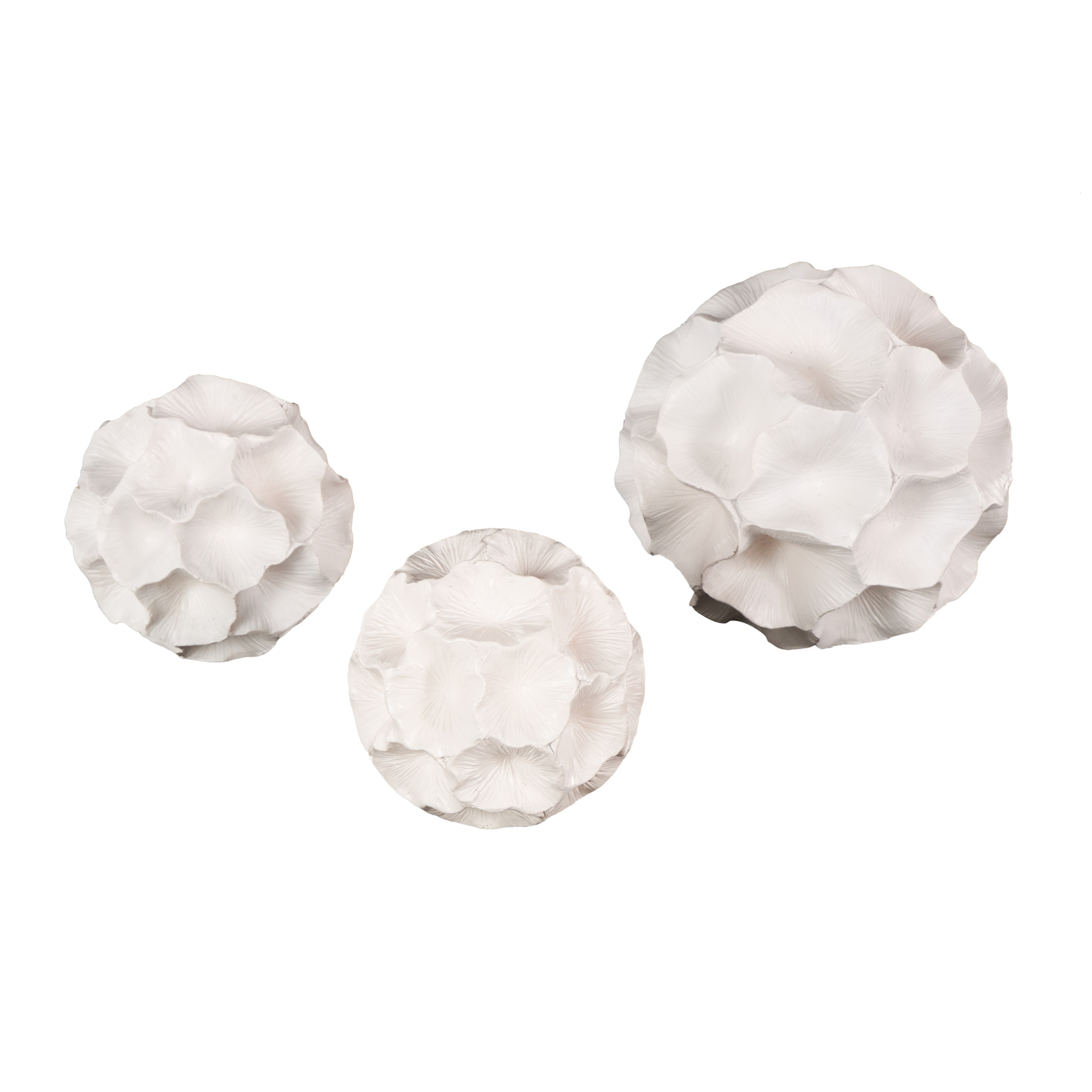 DecMode White 6" Floral Resin Orbs & Vase Filler with Varying Sizes (3 Count)