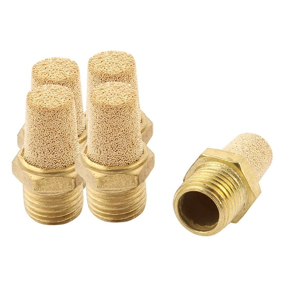 1/4BSP Male Thread Brass Air Pneumatic Noise Reduce Filter Exhaust Muffler 5Pcs