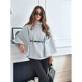 thumbnail image 4 of Ponchos con Mangas de Murciélago para Mujer, Abrigo Tipo Guisante, Cuello Alto, Capa, Chaqueta, Elegante Abrigo de Lana con Cinturón. Gris S, 4 of 8