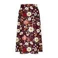 thumbnail image 4 of Yievot Midi Skirts for Women Flowy Boho Floral Skirt A Line Drawstring High Waisted Pleated Skirts for Vacation Beach, 4 of 5