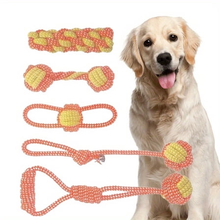 Dog Teething Toys 7 Pack - Puppy Rope Chew Toys for Small Dogs, Cotton Rope for Chewing & Boredom Relief (Orange)