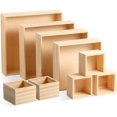 thumbnail image 1 of 8 Pieces Unfinished Wooden Boxes Square Wooden Storage Box Wooden Craft Stash Box Rustic Wooden Boxes Wooden Boxes Organizer for Art Crafts, Jewelry, 3 Sizes, 1 of 8